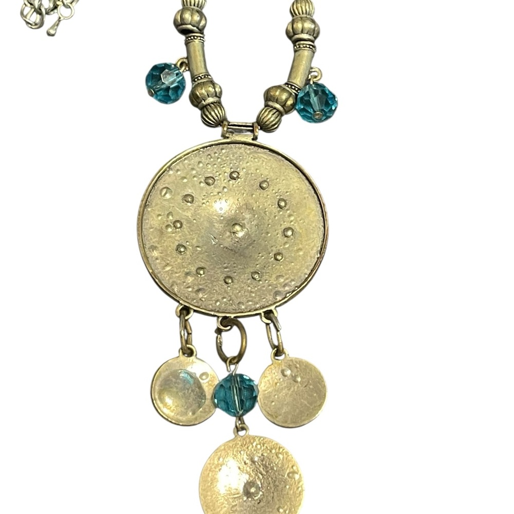 Chic Gold and Turquoise Statement Necklace - Picture 3 of 3